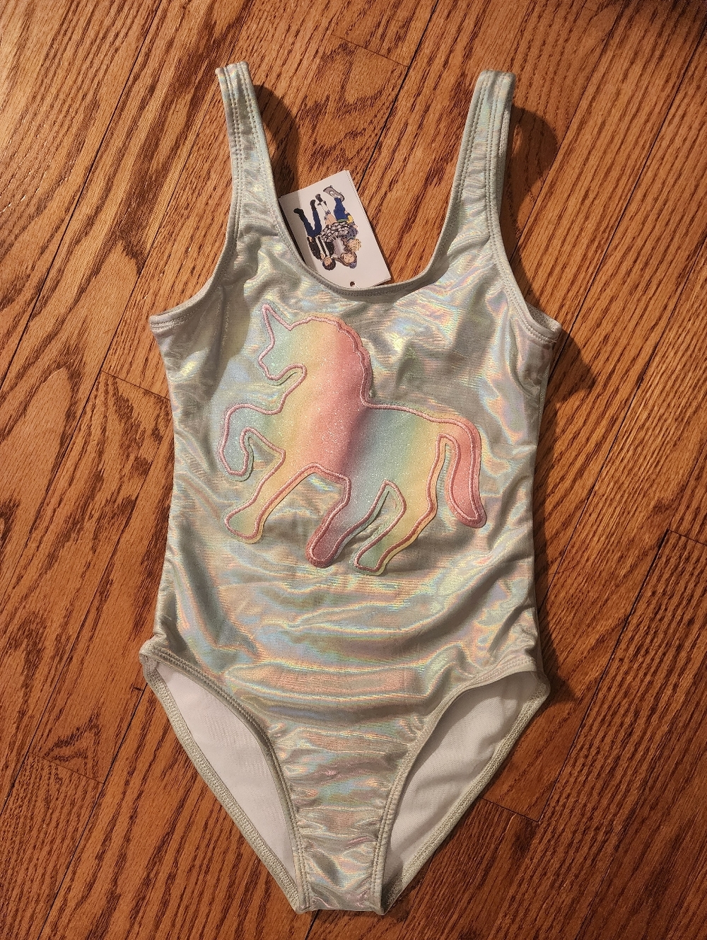 NWT Lola + The Boys Iridescent Unicorn One-Piece Swimsuit, Girls 8